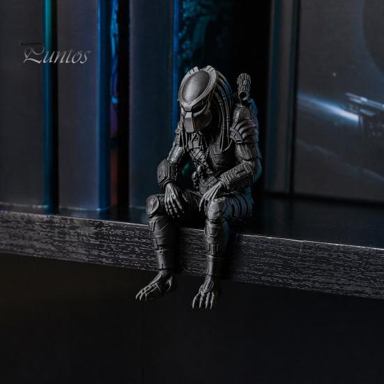 Детализированная модель Меха в Броне, 3D-печатная фигурка Хищника, Статуэтки Сидящие на Краю Стола, Мини-фигурка Sci-fi, Скульптура Воина-пришельца