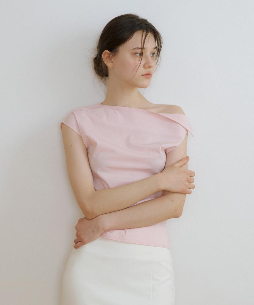 REORG Ce One Shoulder Blouse Baby Pink