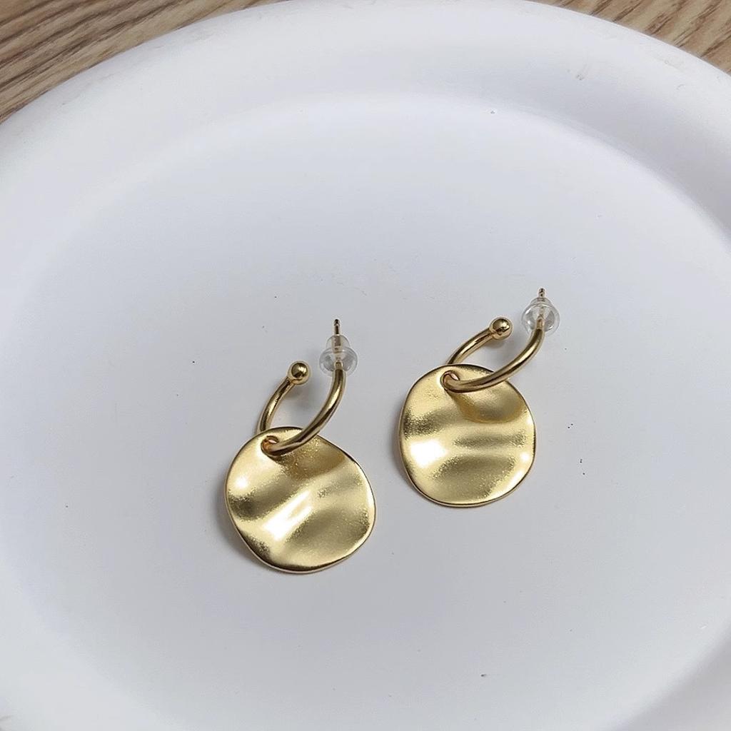 ANENJERY Геометрические матовые плиссированные нерегулярные круглые серьги для женщин универсальный темперамент модные праздничные украшения подарки