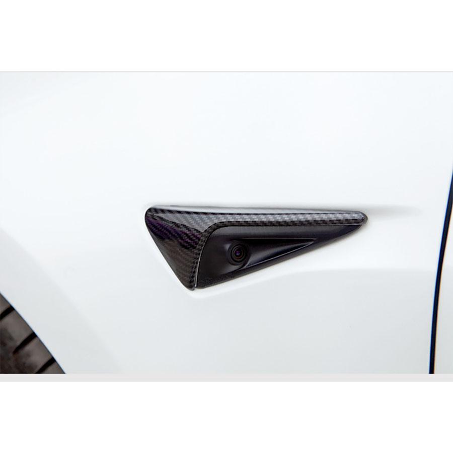 Для Model Y 3 2021 Накладка для защиты боковой камеры в стиле карбонового волокна 2 шт.