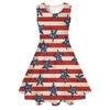 Summer Casual Loose Print Sweet Girl Sleeveless Princess Independence Day Dress