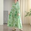Women Plus Size Floral Print Maxi Dress Casual Loose Long Sleeve O Neck Oversize Long Hat Dress 8109