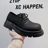 2024 Derby Shoes Men's Low-top Martin Boots British Style Round Head Big Head Shoes Black Tooling Shoes Platform 12112-A