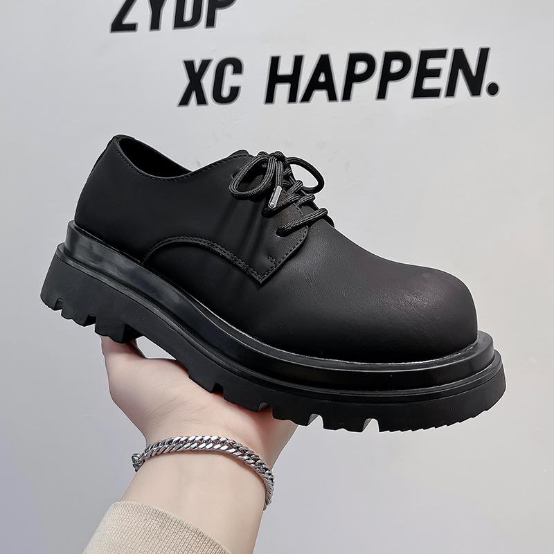 2024 Туфли дерби мужские низкие ботинки Martin в британском стиле с круглым носком и большим носком черные туфли на платформе 12112-A