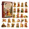 Christmas Themed Souvenirs Dog Advent Calendar, 24-Day Countdown Acrylic Ornament Set with Eve Gift Mini Figures, Tree Hanging Decor, for Lovers