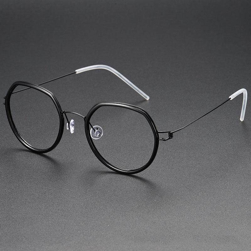 New Pure Titanium Screwless Small Face Elliptical Frame Glasses Retro Fashion Glasses Frame