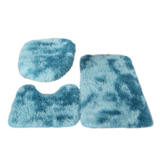 3Pcs/Set Bathroom Rug Absorbent Non Slip Floor Mat U-Shaped Plush Mat Toilet Lid Cover Mat with Rubber Backing for Bathroom Shower Toilet