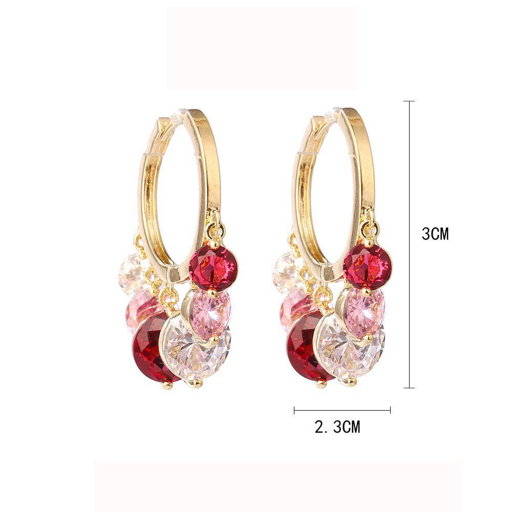 Female Copper Girls Women Ear Buckle Korean Style Earrings Fashion Jewelry Zircon Hoop Earrings