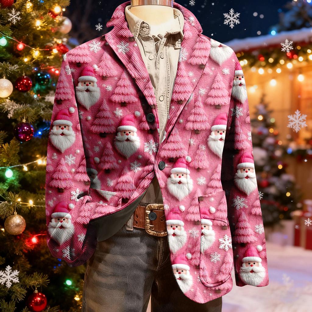 Мужской уродливый рождественский вельветовый теплый карманный пиджак-кардиган, мужской повседневный костюм