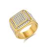 Fashionable Hip Hop Titanium Steel Ring for Men 18K Gold Plated with Full Diamonds Unisex Hand Jewelry Trendy Stainless Steel Rapper Accessory