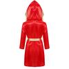 Kids Boys Boxing Robe Thai Kickboxing Costume Long Sleeve Open Front Hoodie Cloak with Belt Workout Sports Fitness Joggers