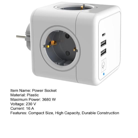 Compact Socket Cube 5 Sockets Wireless Power Strip with Child Safety Short Circuit Overcurrent Fault Current Protection Portable Socket Strip