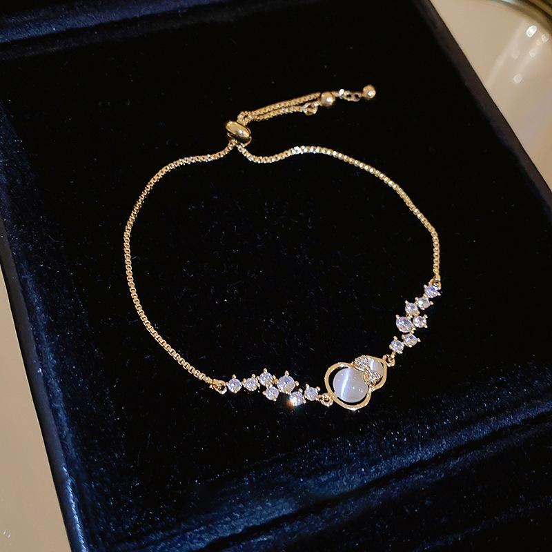 New Chinese Zircon Gourd Pullable Bracelet Light Luxury Niche Exquisite Bracelet Fashionable Retro High-end Jewelry Women