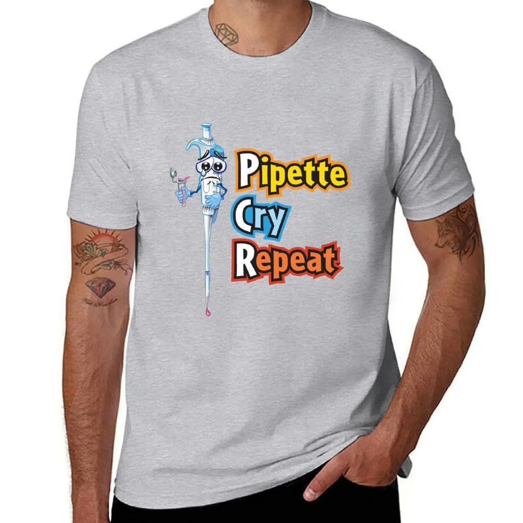 Pipette Cry Repeat Funny PCR Science and Biology SciArt Cartoon TShirt hippie clothes boys whites Unisexs white t shirts