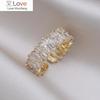 Real Gold Plating Korea Design Fashion Jewelry Luxury Full Zircon Ring Elegant Women Party Opening Adjustable Accessories