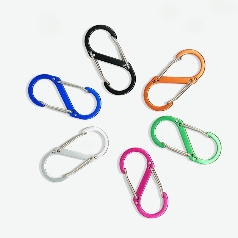 S-образный двойной карабин, брелок, замки-молнии для рюкзаков, карабин, скользящий замок, алюминиевый сплав, большой, средний, маленький карабин для кемпинга