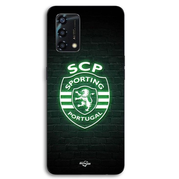 Coque pour téléphone - MANIACASE - Oppo A95 - Silicone TPU - Noir - Sporting Portugal lumineux