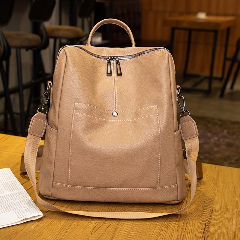 Мягкий кожаный рюкзак, женская сумка двойного назначения, школьная сумка для студентов большой вместимости