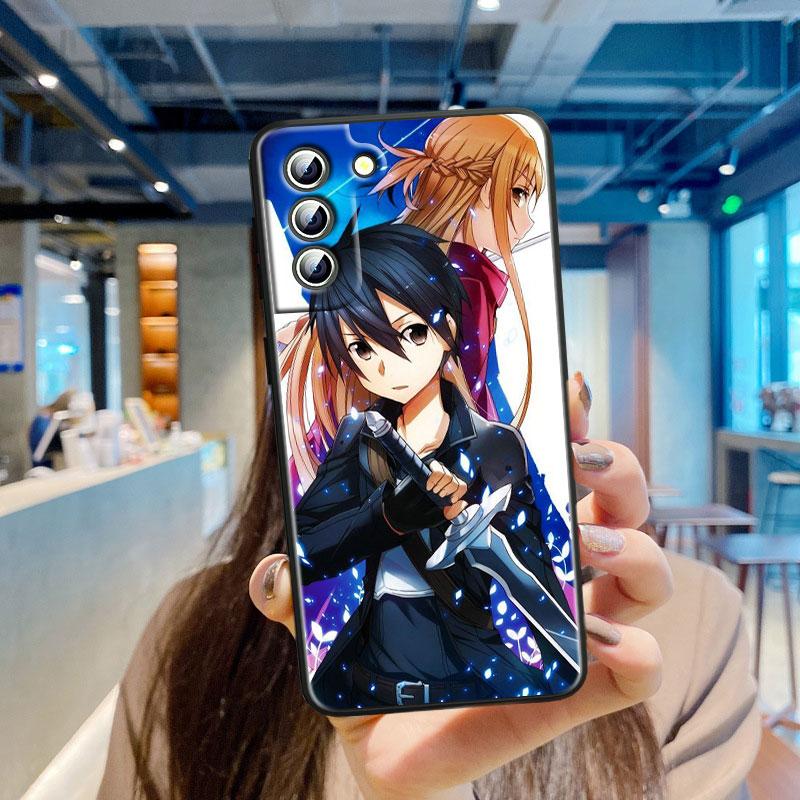 Чехол для телефона Anime Sword Art Online SAO для Samsung S23 S22 S21 S20 S10 S8 Note 20 A9 A73 A71 A53 A33 Ultra Plus FE черный