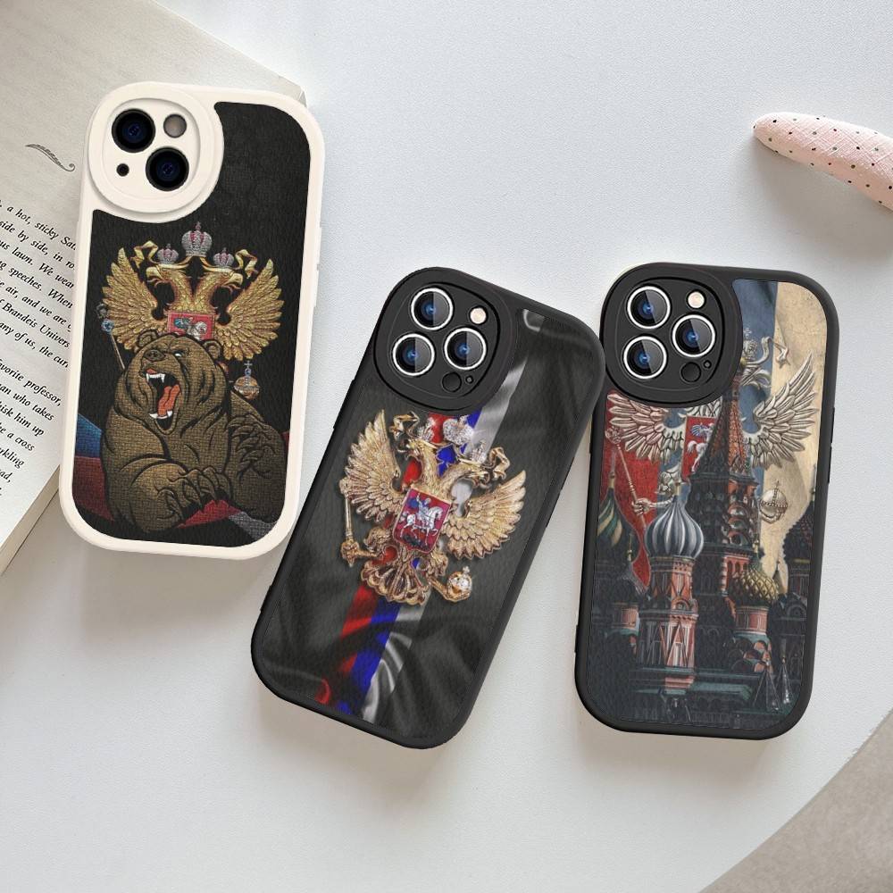 Популярный Флаг России Чехол для Телефона Для IPhone 11 12 13 14 15 16 Pro Max Mini Plus Мягкий Кожаный Чехол