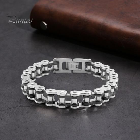 Браслет унисекс с дизайном мотоциклетной цепи из нержавеющей стали в стиле панк-хип-хоп, гладкий браслет на запястье для различных случаев