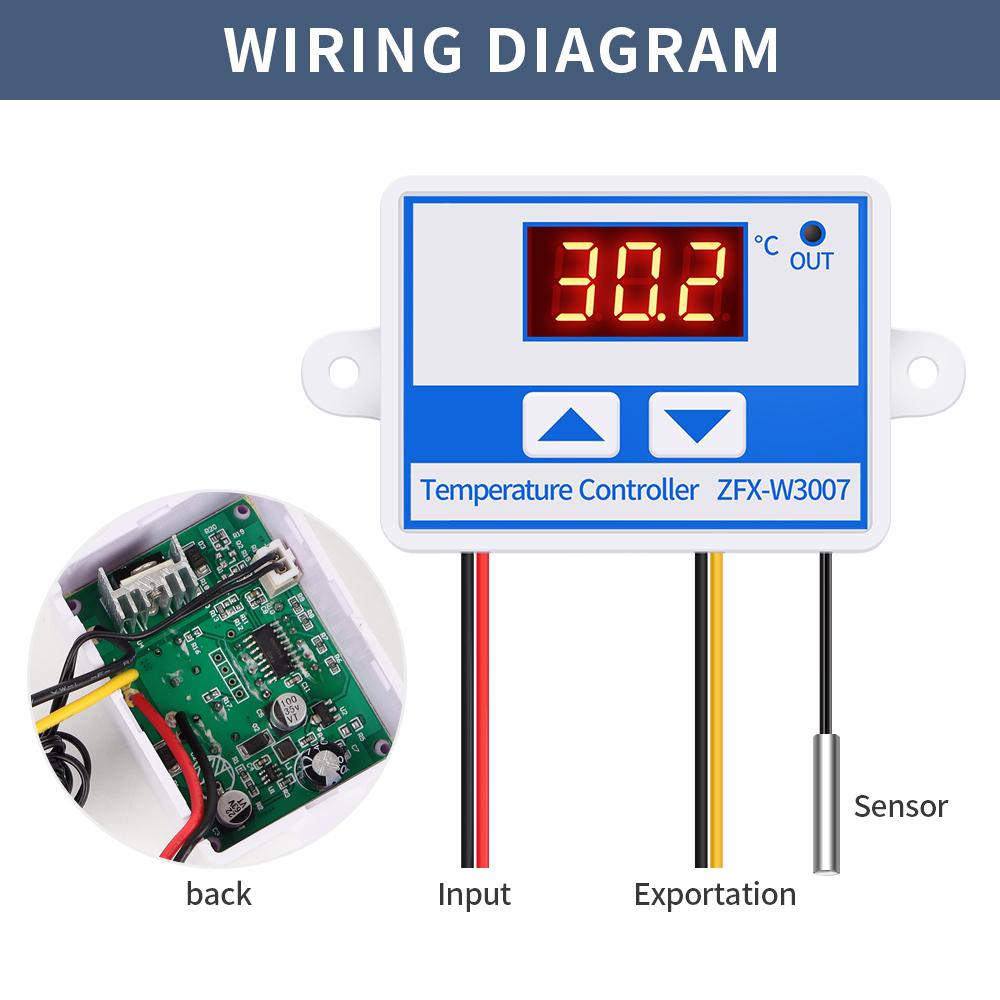 ZFX-W3007 Батарейный термостат DC12V 120W Прецизионный регулятор температуры Микрокомпьютерный переключатель контроля температуры для нагрева охлаждения