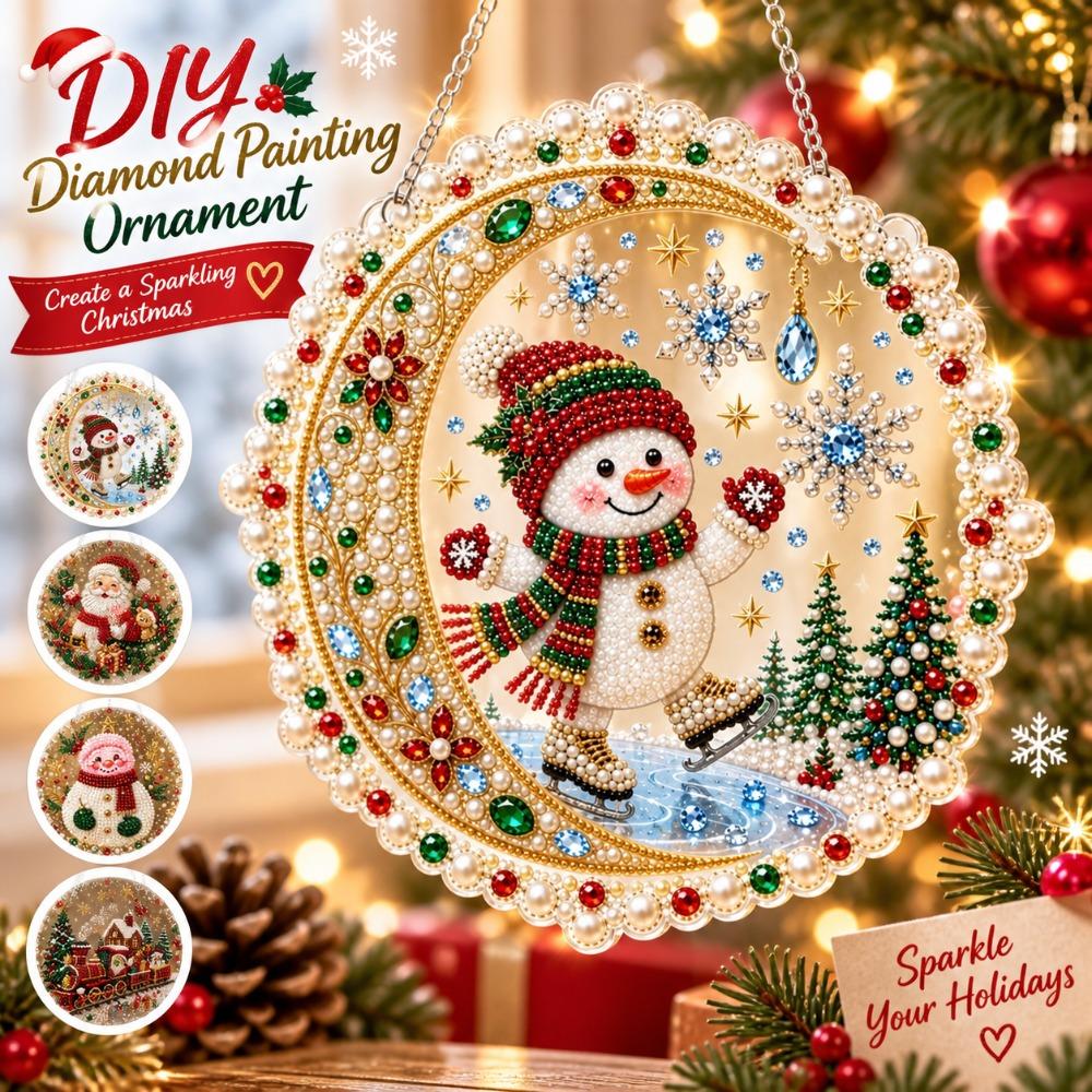 Acrylic Round Board Pearl Painting Kit DIY Craft Xmas Acrylic Pendant Gift