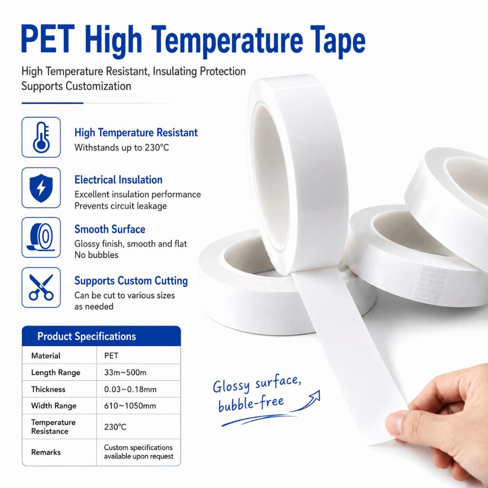 High Viscosity High Temperature Tape Friction Resistant PET Insulating Tape  Industrial Use