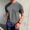 Мужская летняя футболка с круглым вырезом и короткими рукавами, однотонная, приталенная, эластичный пуловер, повседневная, средней длины, прямые мужские топы для фитнеса и спортзала