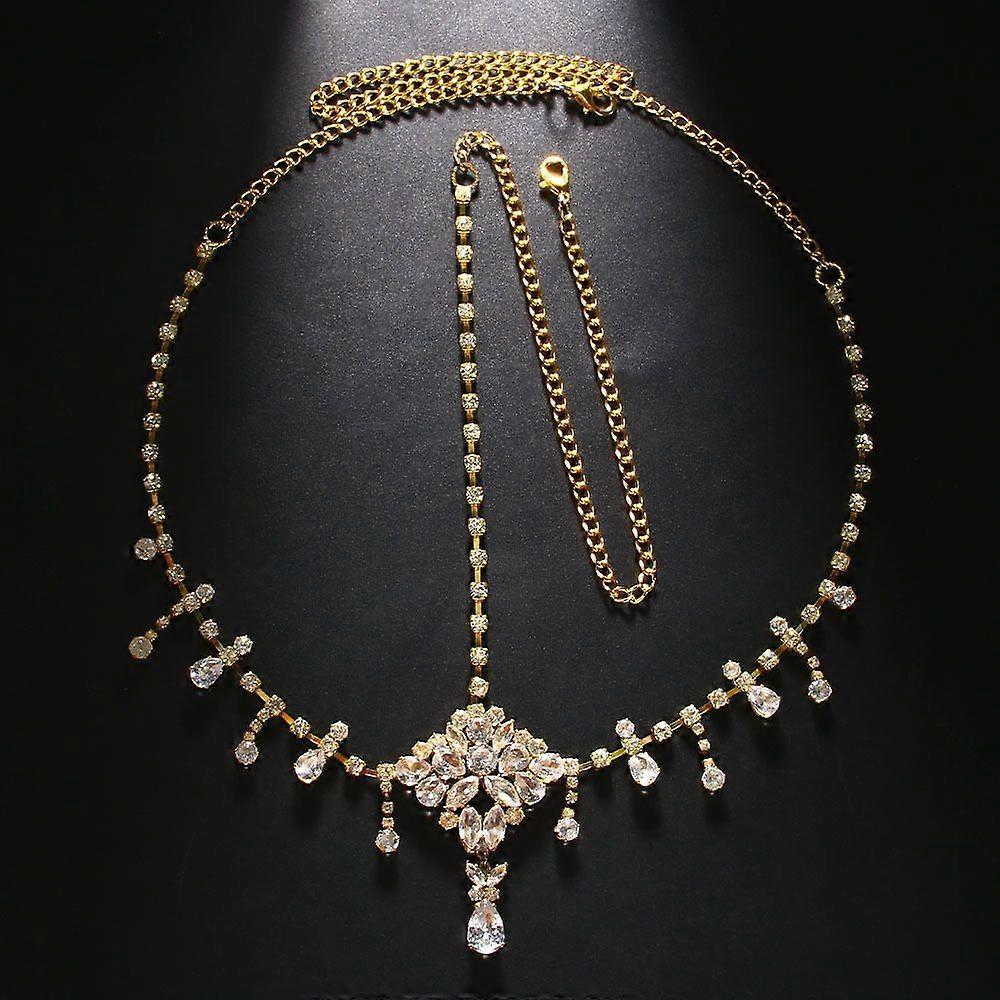 Rhinestone tassel forehead chain hairpin hair accessories high-end micro-inlaid zircon pendant hair accessories gold