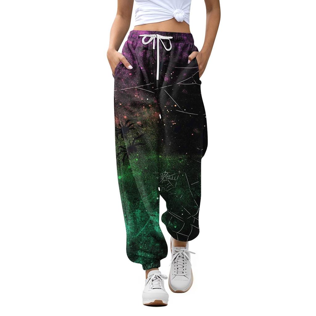 Women's Casual Fashion Halloween Printed Leisure Pants Sweatpants Trousers Drawstring Elastic Waist Drawstring Drawstring Pants