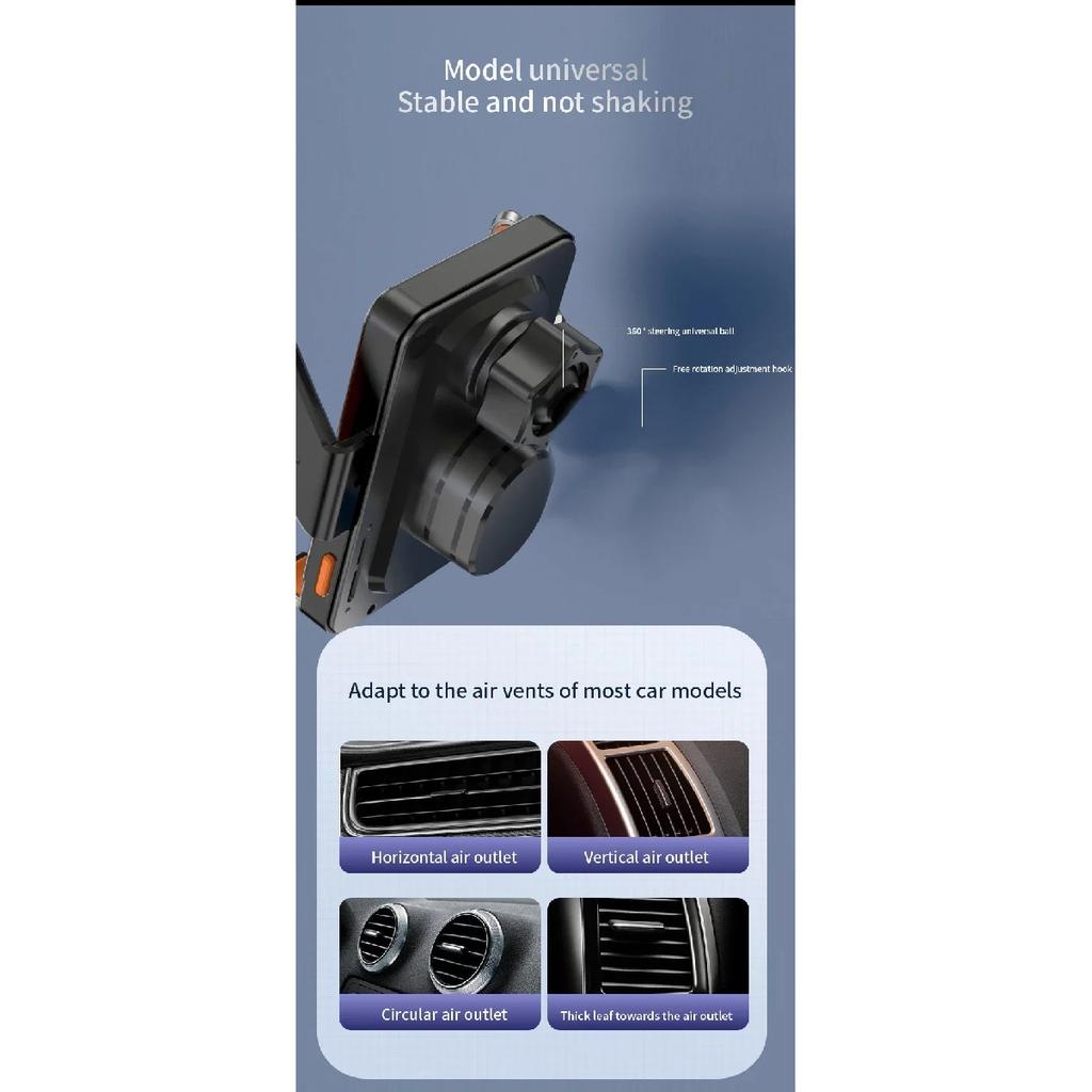 Car Wireless Charger Air Vent Clip Phone Holder Stand For iPhone 16 15 14 13 12  Pro Max Samsung S24 S23 S22 Mount Fast Charging