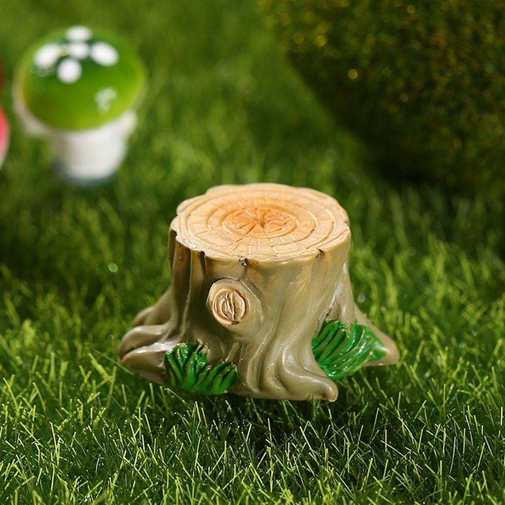 Creative Cute Simulation Tree Stump Cartoon DIY Resin Small Tree Stump Tree Stump Shape Tree Stump Ornaments Courtyard