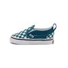Kichkintoylar uchun slip-on past qo'nji paypoqsiz poyabzal, ko'k va oq shaxmat taxtasi, chaqaloq poyafzali VN000UBS9EX