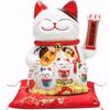 EnergyPower Electric Maneki Neko Ceramic 25 см большая модель премиум-класса В комплекте с подушкой Maneki Neko Handmade Милый манящий Работает от батареек Отлично подходит для