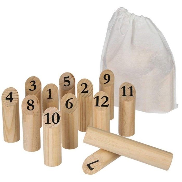Jeu de quilles nordiques en bois - JJA - 12 quilles numérotées - Pour enfants - Extérieur
