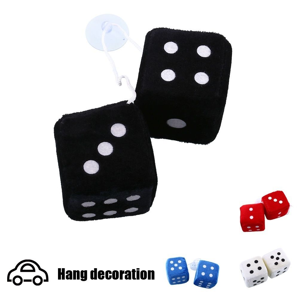 Universal Blue VINTAGE Rear Mirror Accessories Tech Auto Red Car Hanging Fuzzy Plush Dice