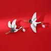 Women's Chinese Style Crane Enamel Brooch Pin for Hanfu Clothing