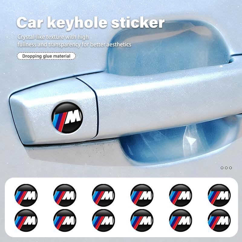 BBIL9 8/12/20pcs Car Door Core Keyhole Protection Sticker Decoration For BMW M F10 F20 F30 F40 F15 F25 F26 F31 F49 E62 E83 E84
