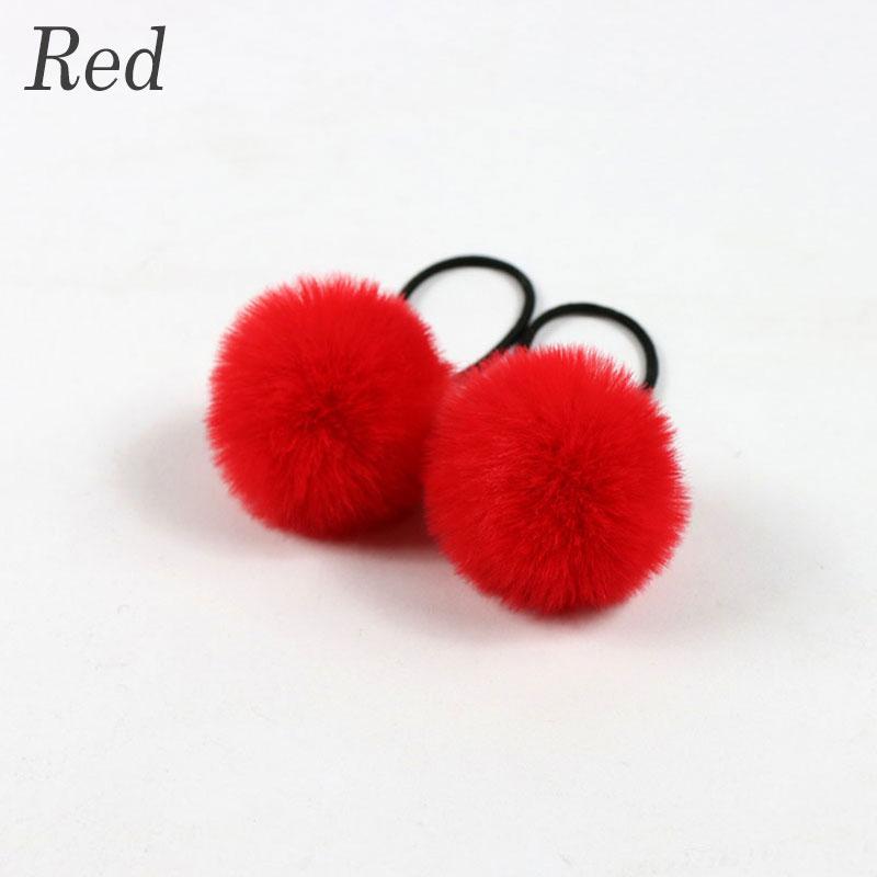 2Pcs Soft Furry Hair Ties Elastic Hair Bands Girls Hair Ring Fur Ball Hair Rope Rubber Band 5cm