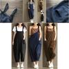 Стильный женский свободный комбинезон с удобным дизайном без рукавов и широкими штанинами