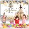 15th Birthday Party Backdrop Custom Decor Floral Crown Pink Rose Quinceañera Princess Flower Butterfly Sweet Girl Dress Photo