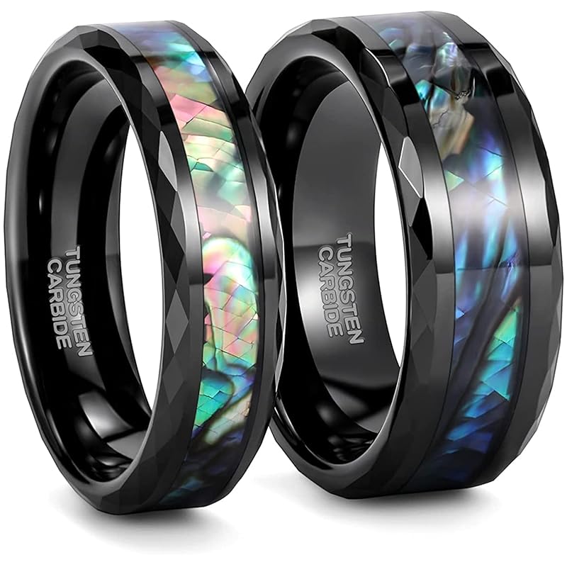 [Rockyu] вольфрамовое кольцо серебряное супер твердое ширина 8 мм натуральное кольцо из ракушки долговечность плоское удары не повредят другу день рождения подарок мода