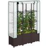 Raised Garden Bed with Trellis, Plastic Planter Box with PE Cover, Drainage Holes, Drain Plugs and Water Reservoirs for Climbing Plants, Vegetables