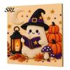 Autumn Home Decor Ghost Faux Pearl Art Kit, Halloween Pumpkin Painting DIY Decorative Canvas Projects 3D Spooky Skull Craft Kit for Adults Beginners,