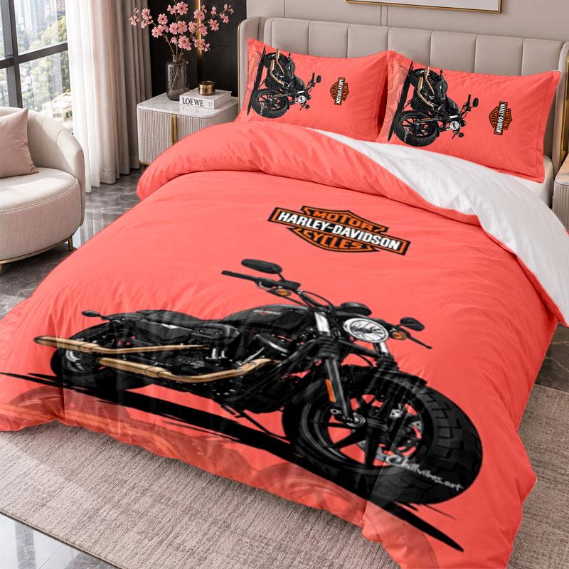 Harley-Davidson 3Pcs Bedding Set Duvet Cover With Two Pillowcases For Bedroom Home Decoration