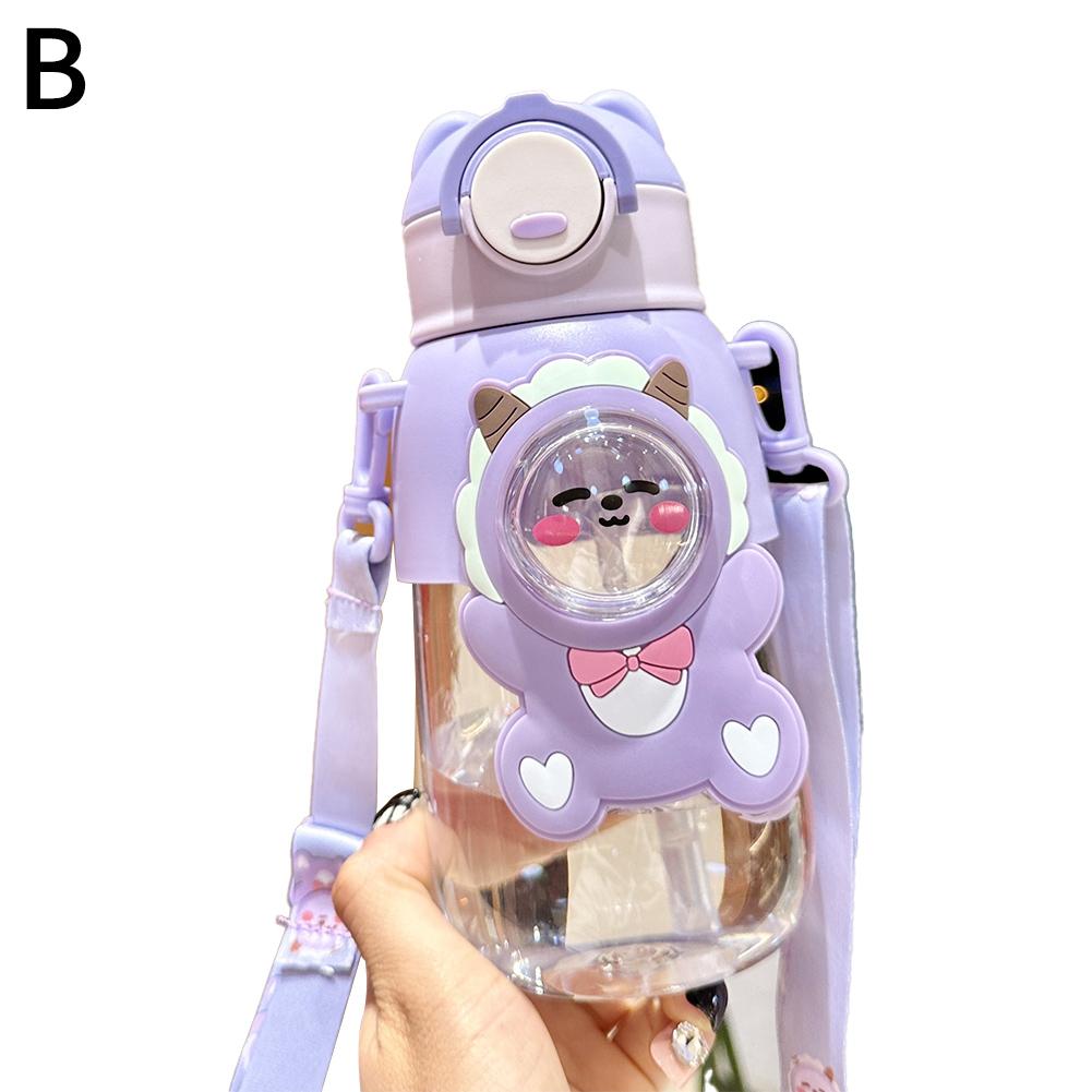 Летний детский пластиковый стакан для воды с соломинкой, новый милый и ценный мультяшный стакан для студентов и студенток, портативный, ЗАЩИТА ОТ ПАДЕНИЙ