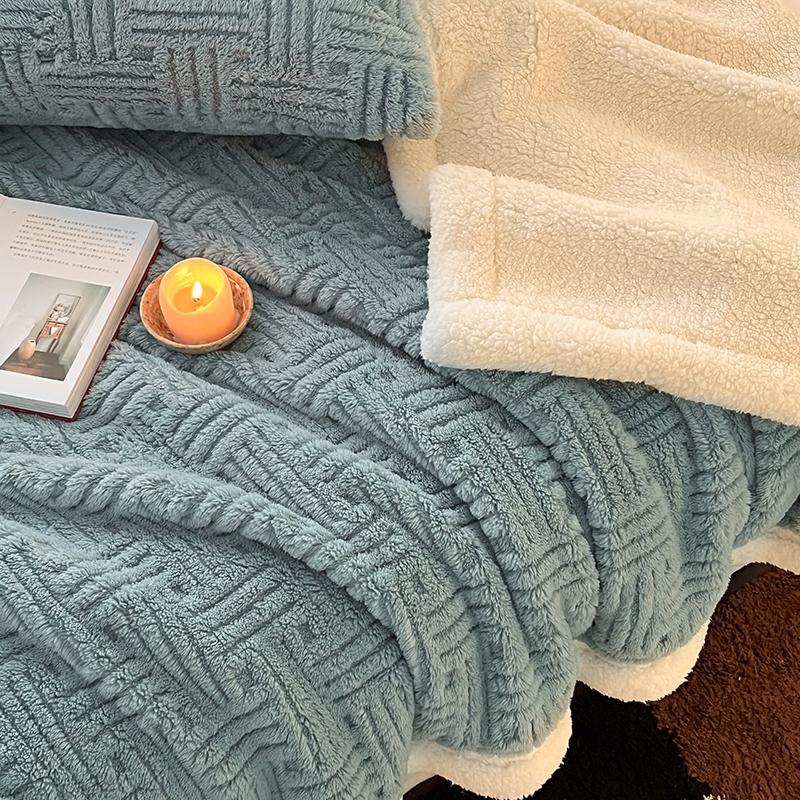 Thick Jacquard Sherpa Fleece Blanket for Bed Sofa Autumn Winter Warm Double Sided Plush Throw Blanket Kids Adults Size Comforter