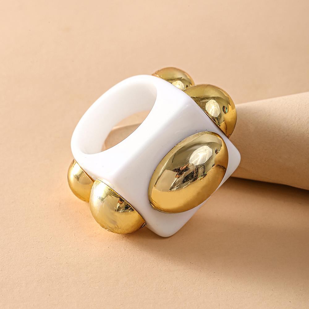 IF ME Корейское модное креативное черно-белое квадратное золотое кольцо из смолы, индивидуальное кольцо с преувеличенной геометрией, ювелирные аксессуары