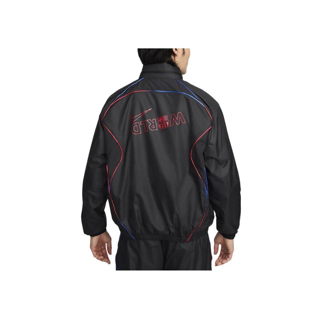 Nike Мужская куртка с длинным рукавом и молнией Fc Barcelona Series Fashion Logo, черная FQ7793-010